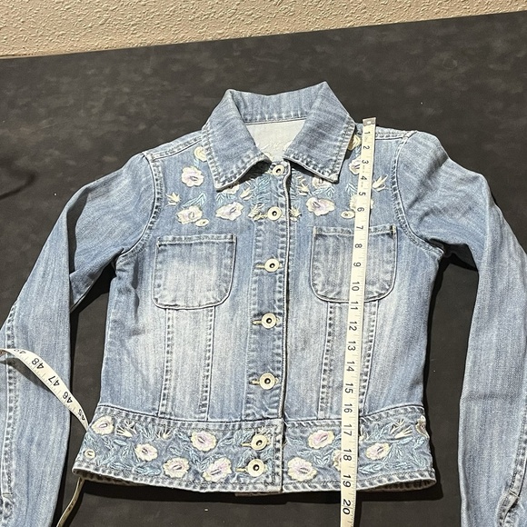 Vintage 90s Y2K Retro Floral Embroidered Button Denim Jacket Fairy Grunge Whimsy - Picture 5 of 10